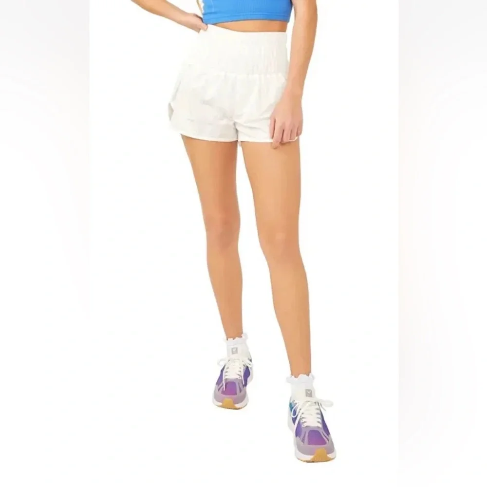 FP Movement Way Home Shorts Optic White Smocked High Rise Small - Picture 8 of 16